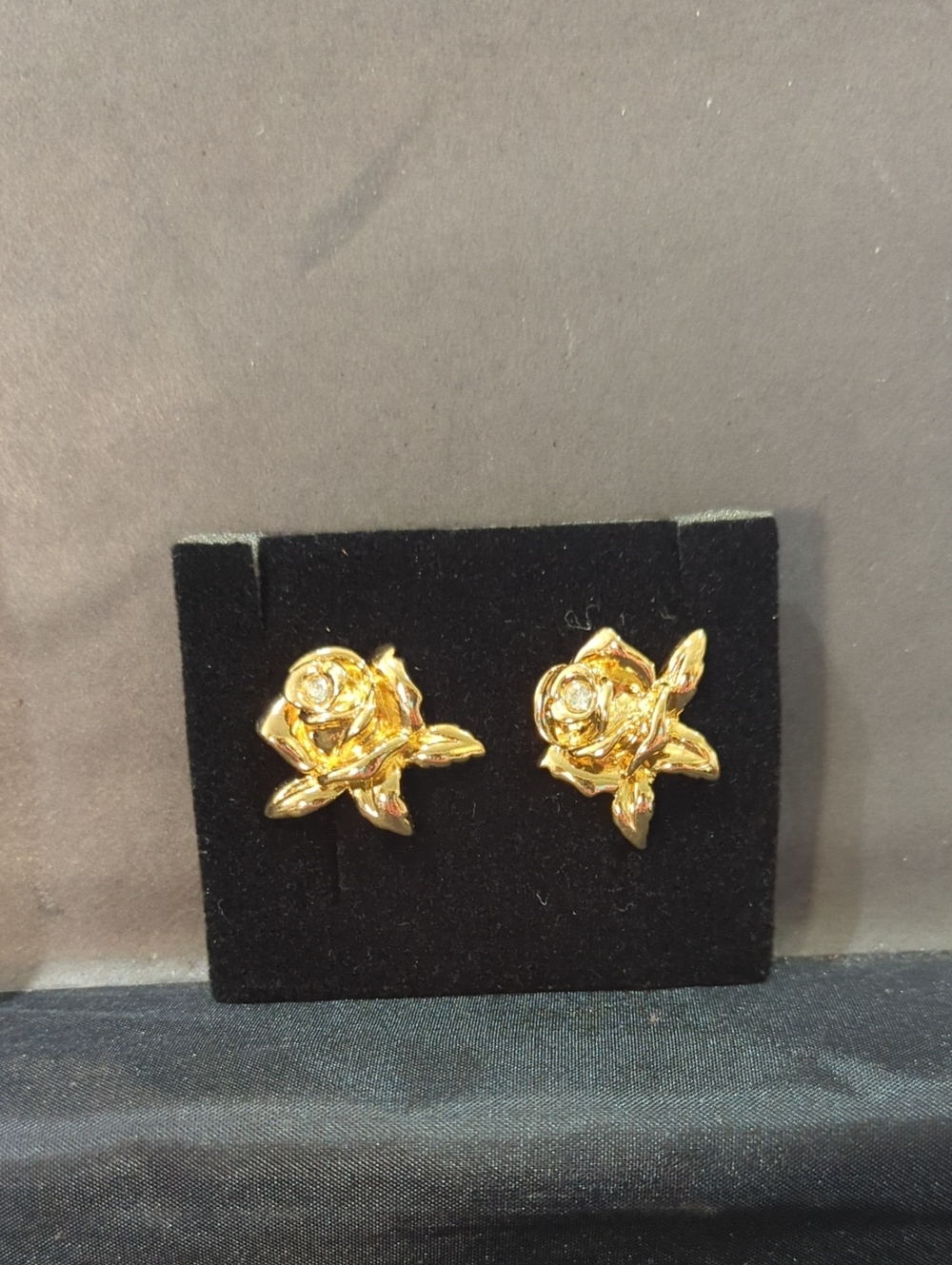 Gold Rose Stud Earrings - Women's Jewelry